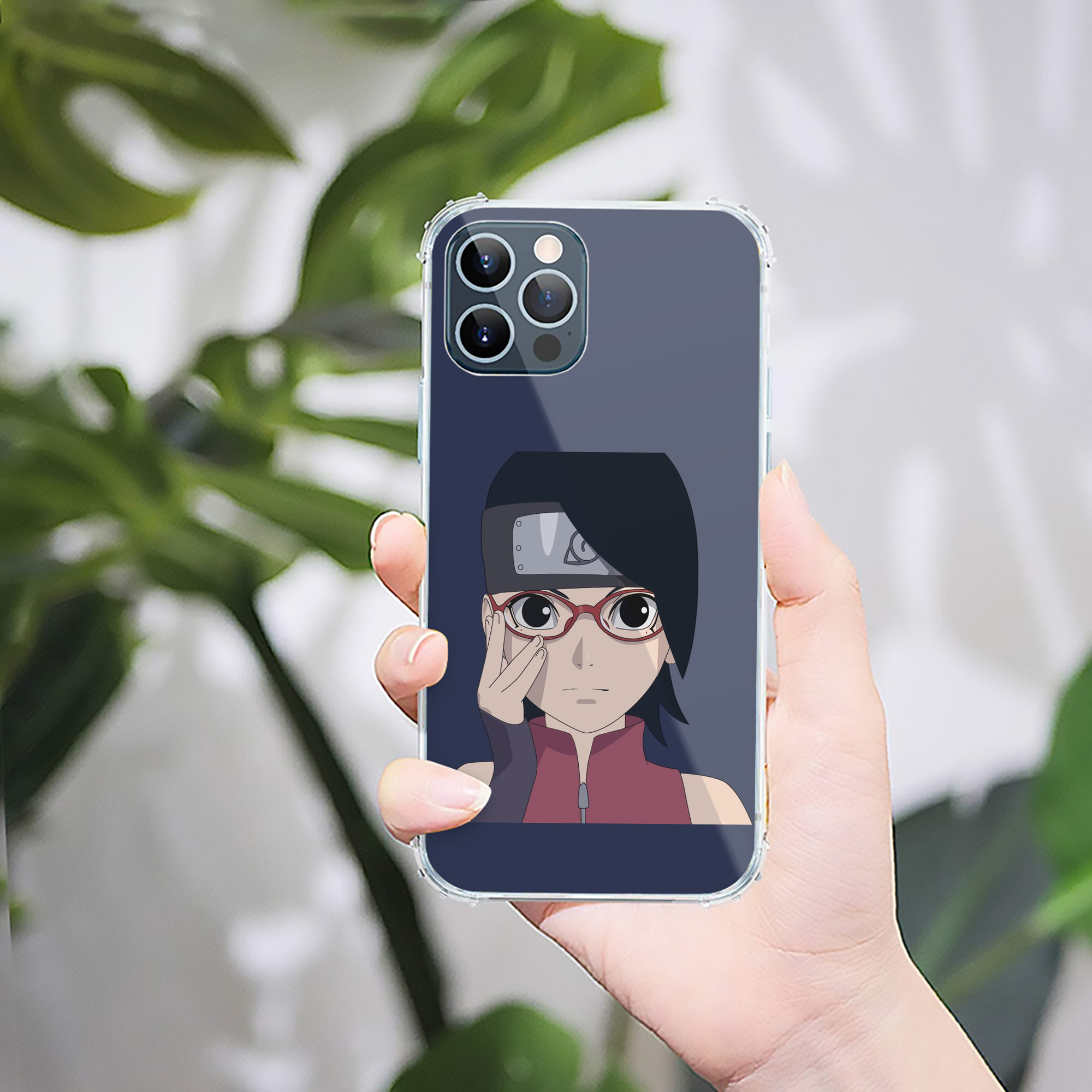 （画像用） NARUTO -ナルト- うちは サラダ Uchiha Sarada 【iPhone 12シリーズ対応】透明スマホケース（クリアソフトケース）